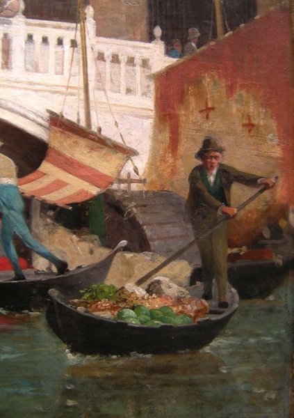 Germain Fabius Brest ( 1823 - 1900) Gondoles  devant le Pont des Soupirs à Venise-photo-4