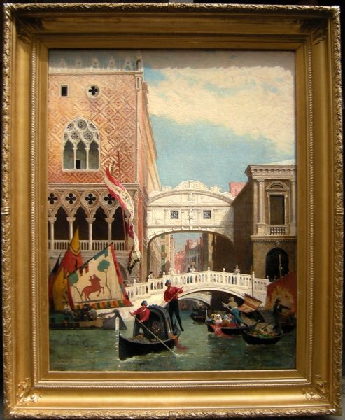 Germain Fabius Brest ( 1823 - 1900) Gondoles  devant le Pont des Soupirs à Venise