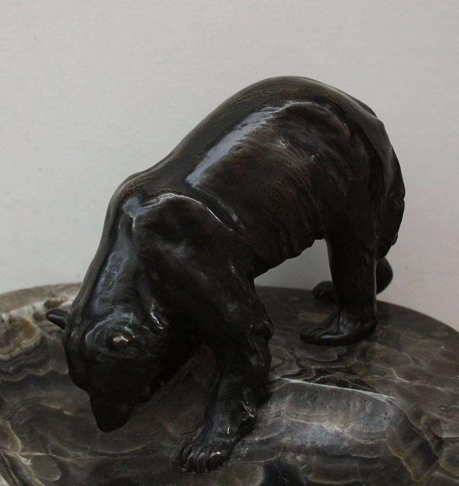 Bronze De Vienne, Début Du XXe Siècle , "Ours russe", bol pour carte de visite-photo-2