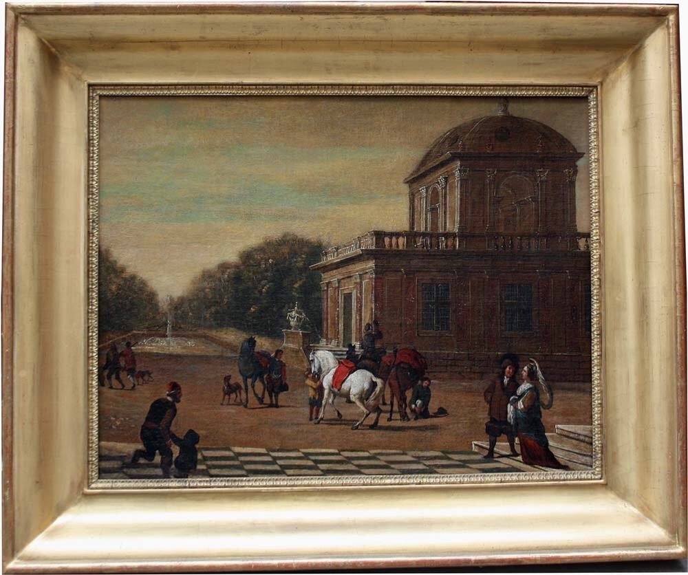 "Une fête élégante devant un palais", Jacob Ferdinand Saeys (flamand 1658-après 1726), attr.-photo-2