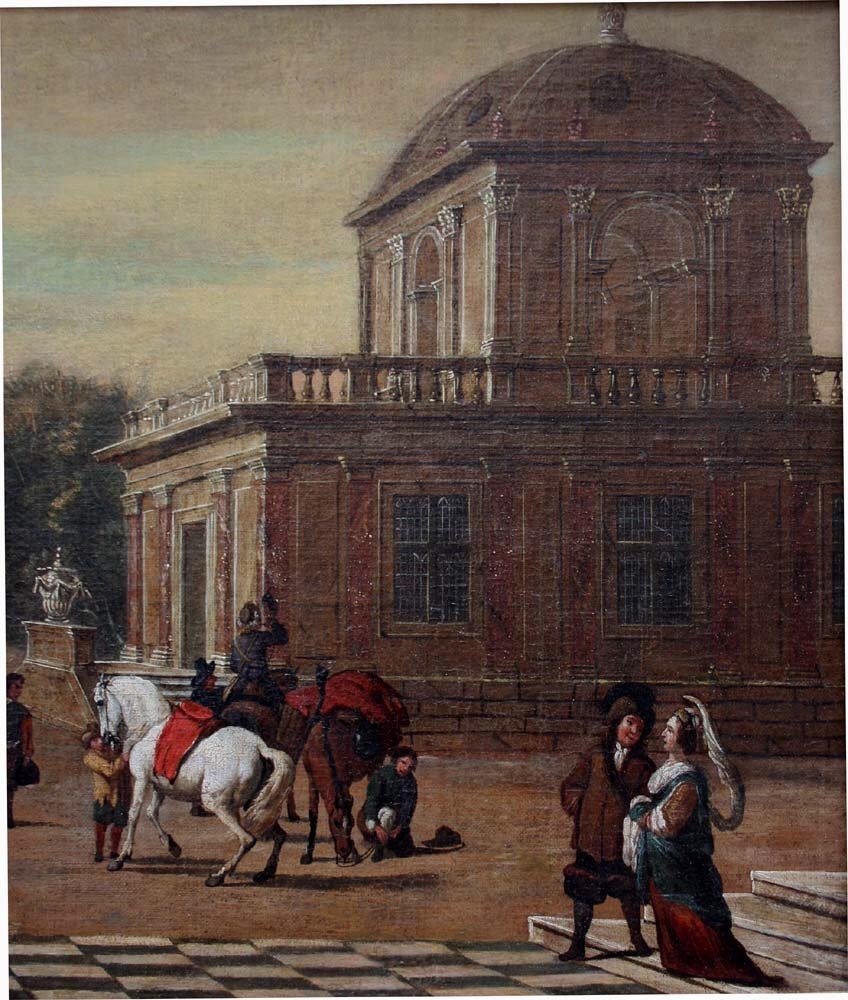 "Une fête élégante devant un palais", Jacob Ferdinand Saeys (flamand 1658-après 1726), attr.-photo-3
