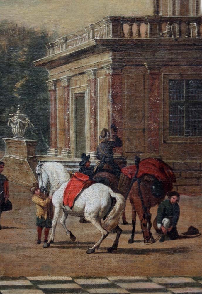 "Une fête élégante devant un palais", Jacob Ferdinand Saeys (flamand 1658-après 1726), attr.-photo-1