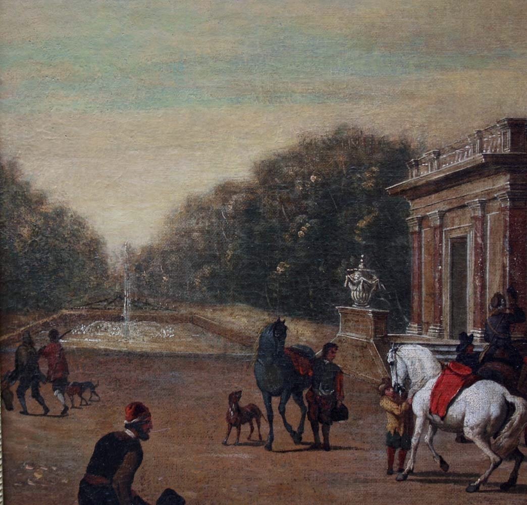 "Une fête élégante devant un palais", Jacob Ferdinand Saeys (flamand 1658-après 1726), attr.-photo-2