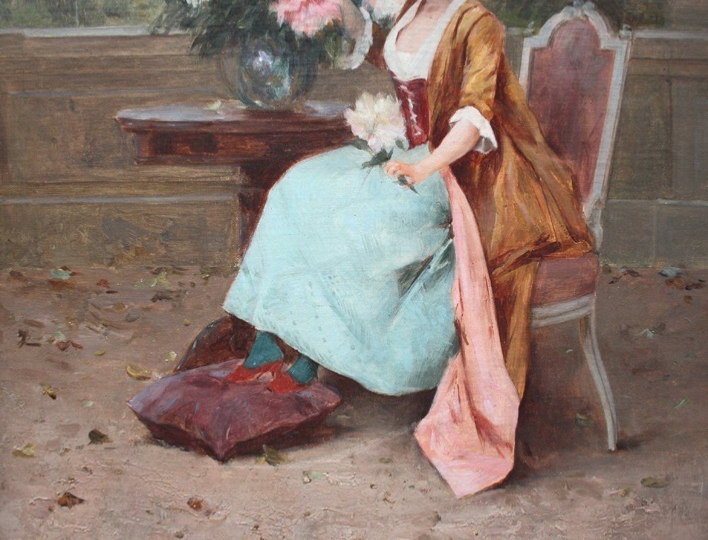 Scène de Jardin par Henri de Breval (français, Fin Du 19e Siècle)-photo-2