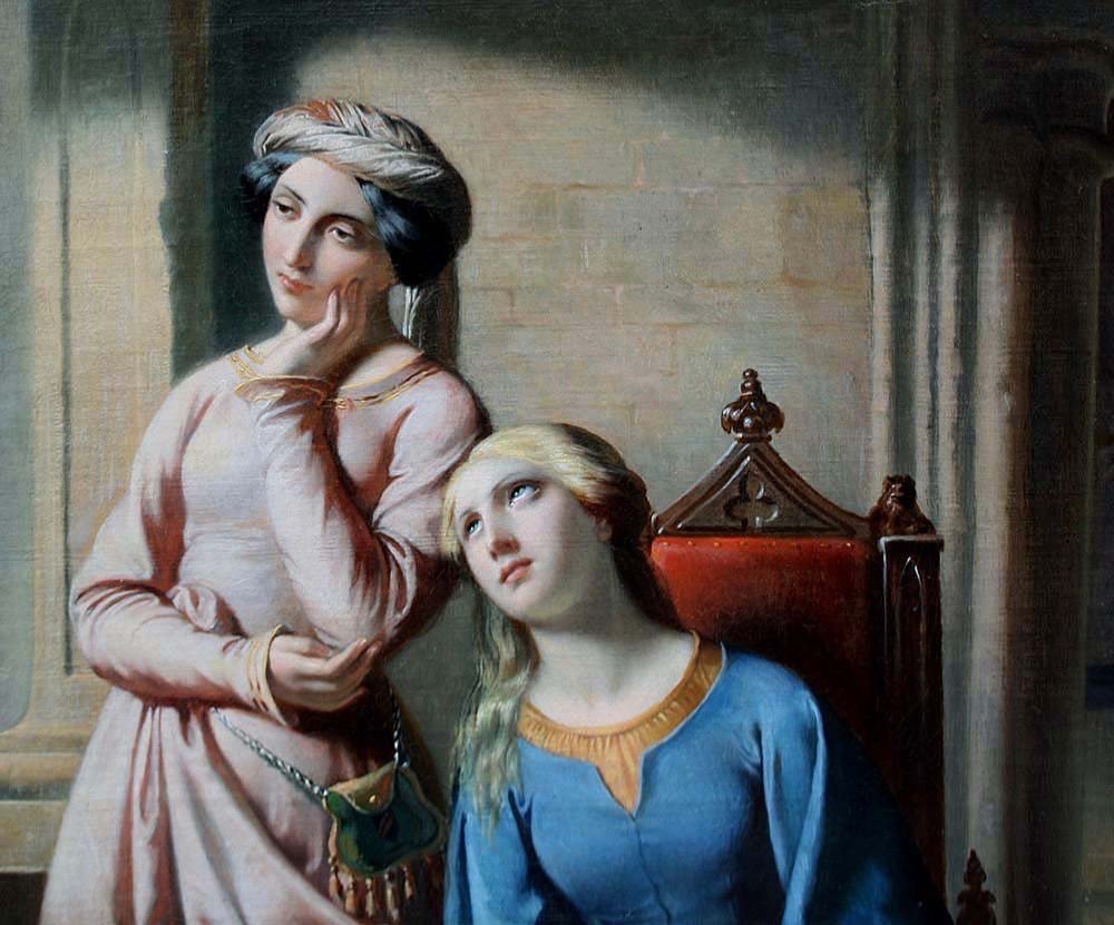 Edmond Leclercq (français, 1817 Arras - 1853 Paris) Titre: Rêver sur la Terrasse du  Château-photo-3