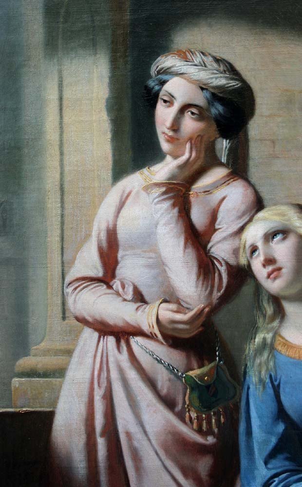 Edmond Leclercq (français, 1817 Arras - 1853 Paris) Titre: Rêver sur la Terrasse du  Château-photo-4