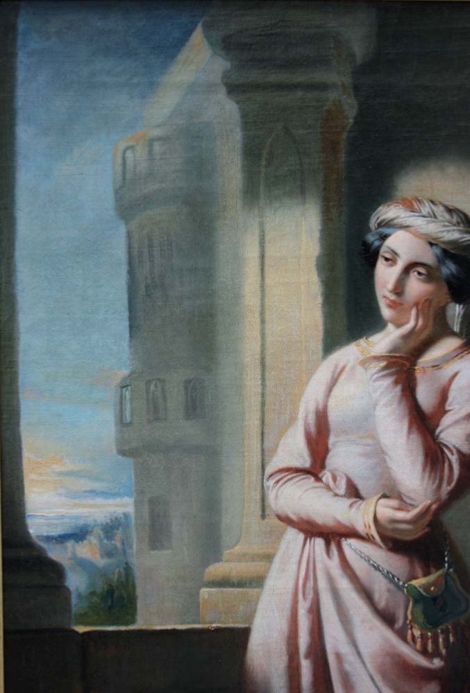 Edmond Leclercq (français, 1817 Arras - 1853 Paris) Titre: Rêver sur la Terrasse du  Château-photo-4