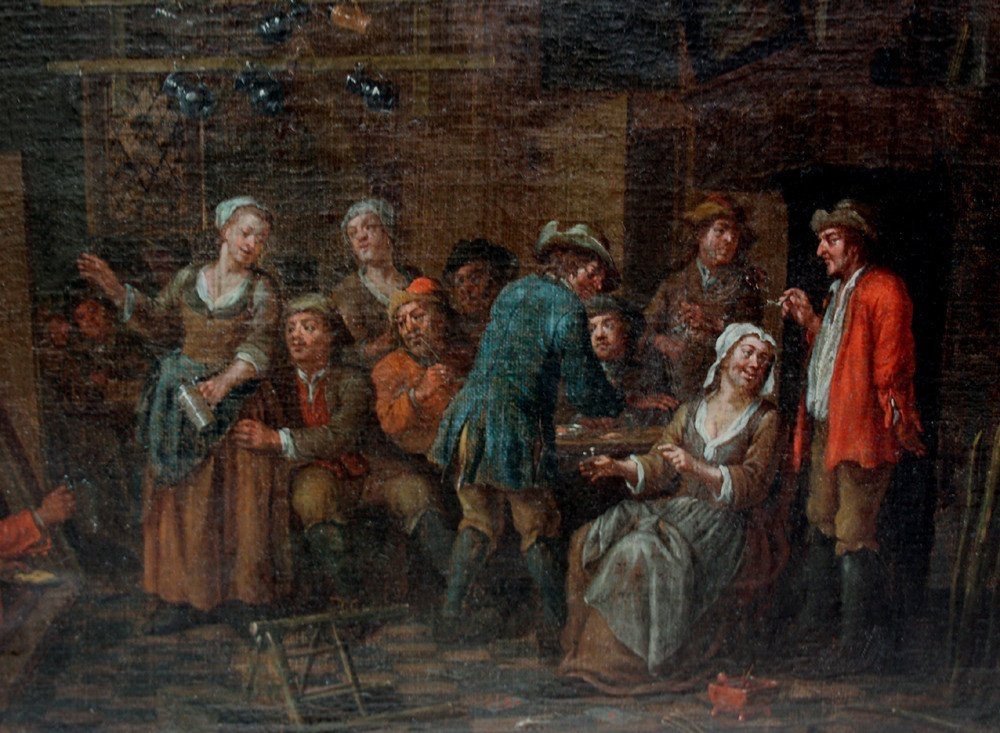 B. van den Bossche attrib. (1681-1715), Scène de taverne avec société de fumer et de boire-photo-3