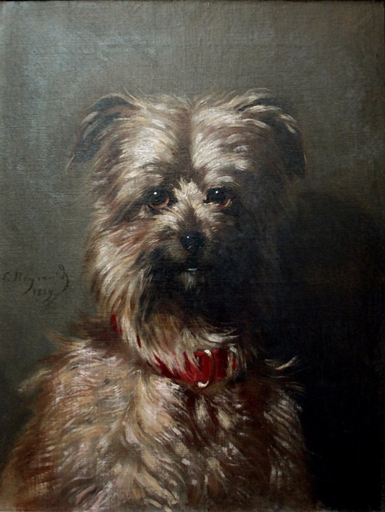 Portrait Of A Favorite Dog By Louis Robert Heyrault (french, Active 1840-1880)-photo-2