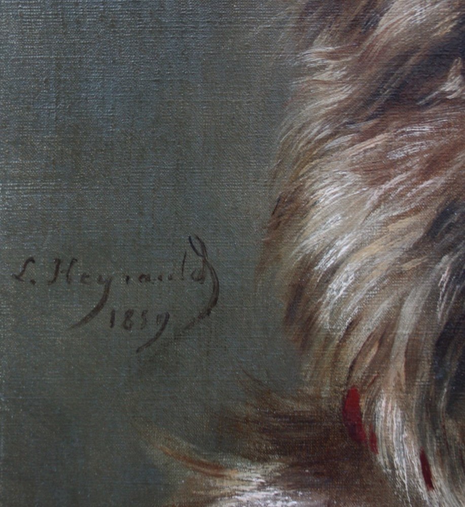 Portrait Of A Favorite Dog By Louis Robert Heyrault (french, Active 1840-1880)-photo-1