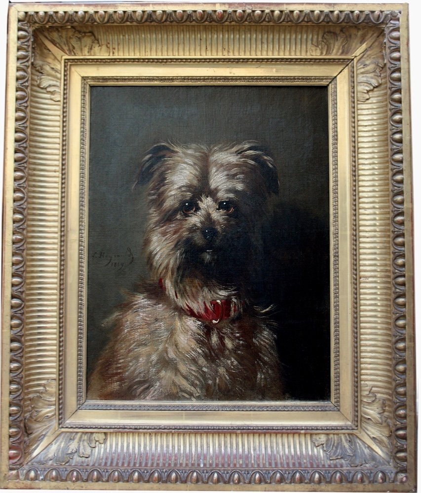 Portrait Of A Favorite Dog By Louis Robert Heyrault (french, Active 1840-1880)