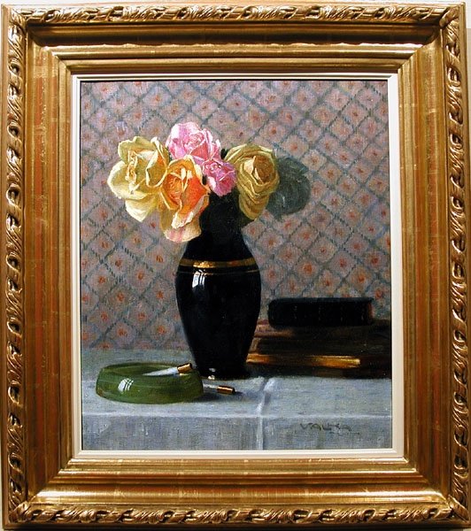 Nature morte aux roses de Georg Valka (autrichien 1882-1949)