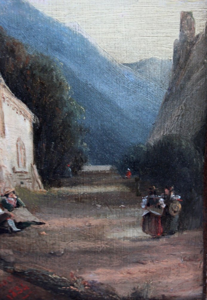 Jules Achille Noël (1815-1881) Street Scene In An Old Village In Northern France-photo-1