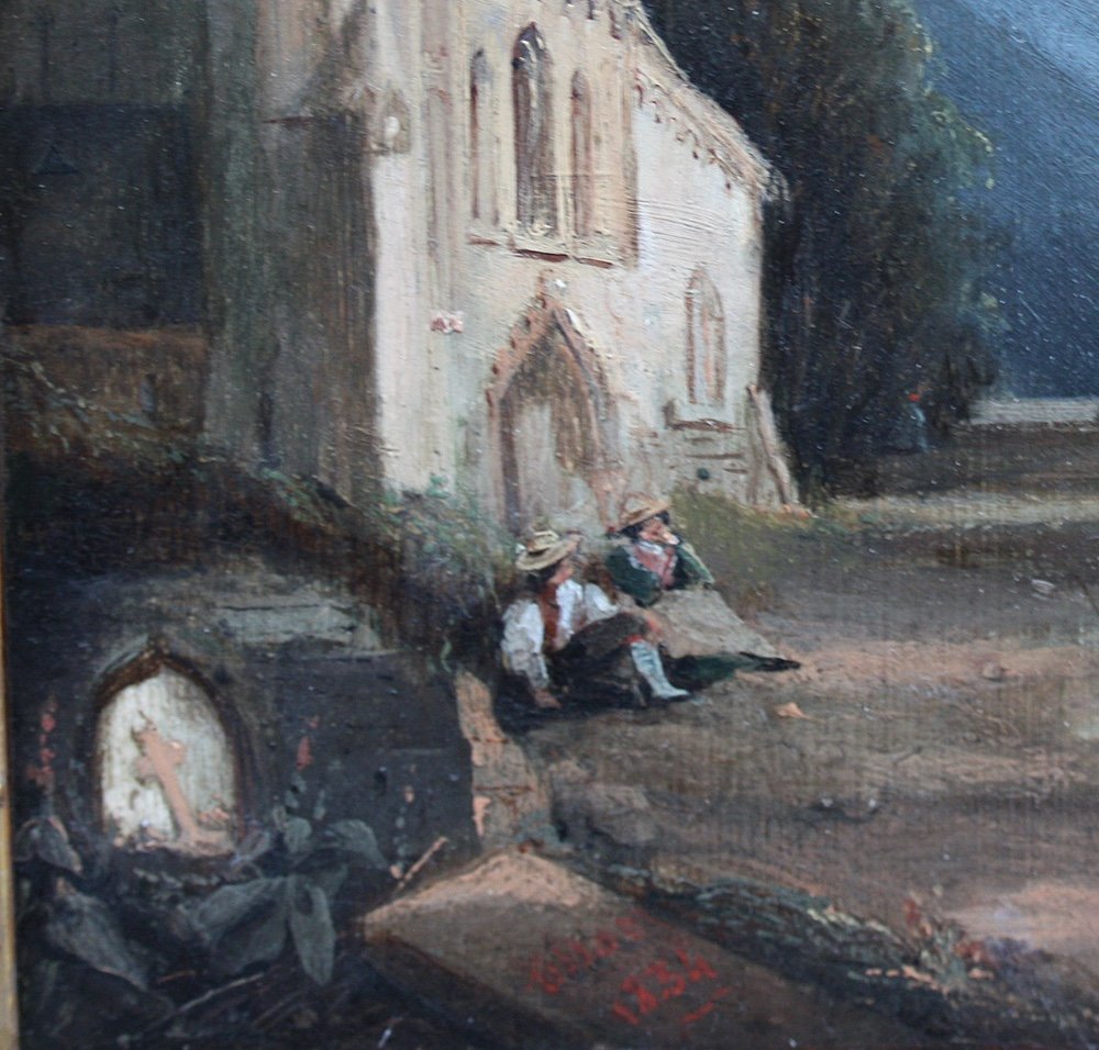 Jules Achille Noël (1815-1881) Street Scene In An Old Village In Northern France-photo-2