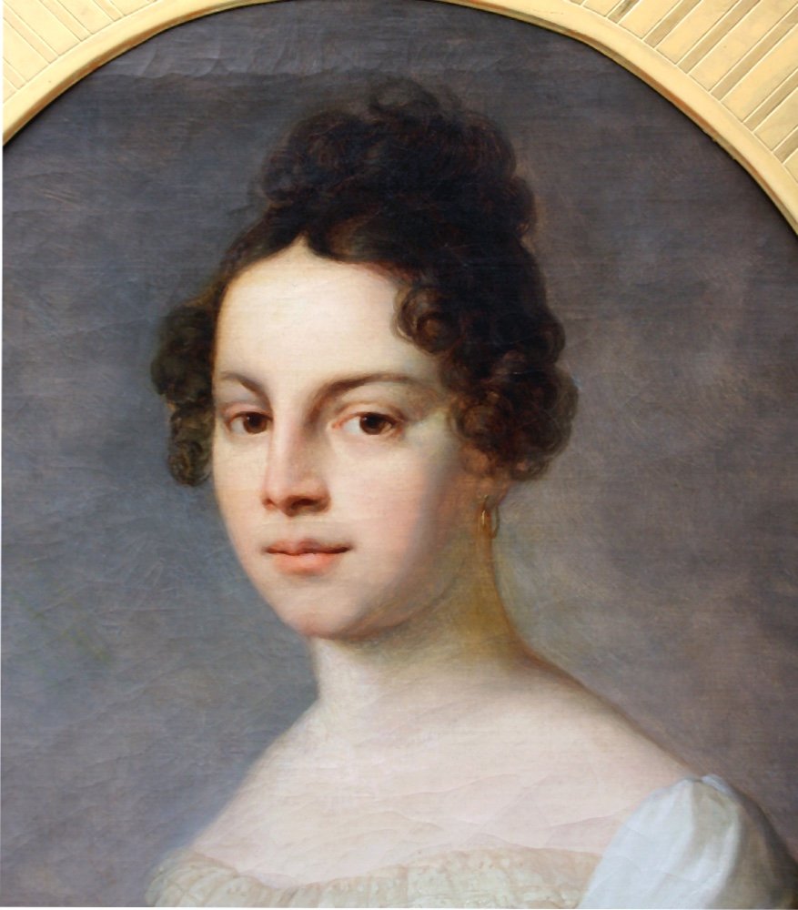 Johann Baptist Lampi l'Ancien (1751-1830) , attribué à Portrait d'une jeune femme en robe blanc-photo-4