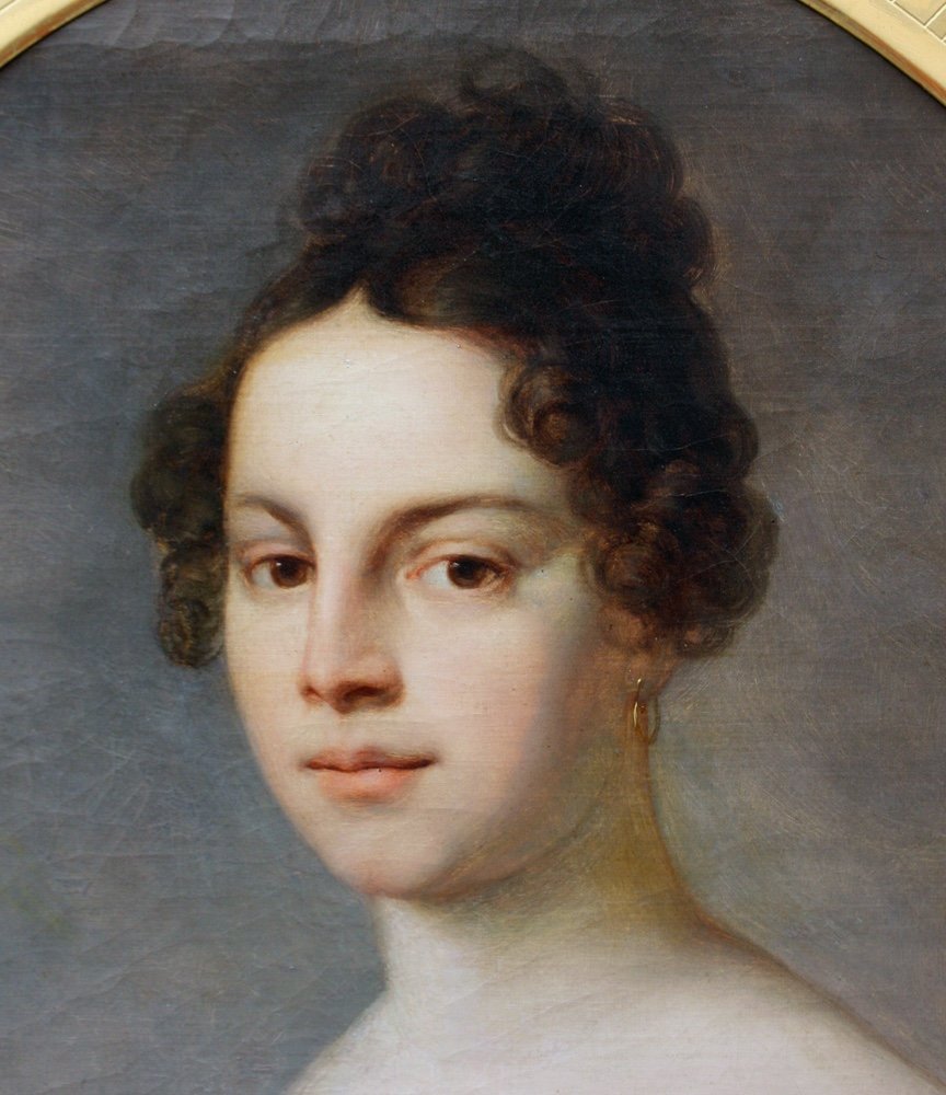 Johann Baptist Lampi l'Ancien (1751-1830) , attribué à Portrait d'une jeune femme en robe blanc-photo-1