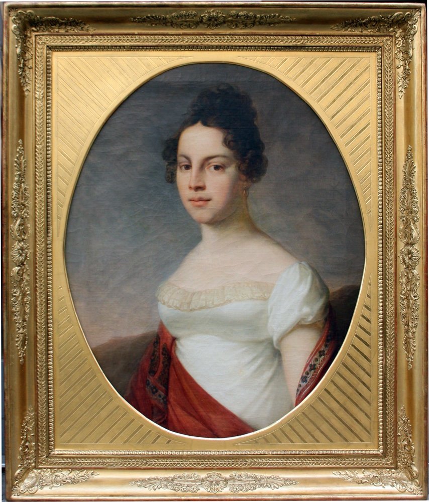 Johann Baptist Lampi l'Ancien (1751-1830) , attribué à Portrait d'une jeune femme en robe blanc