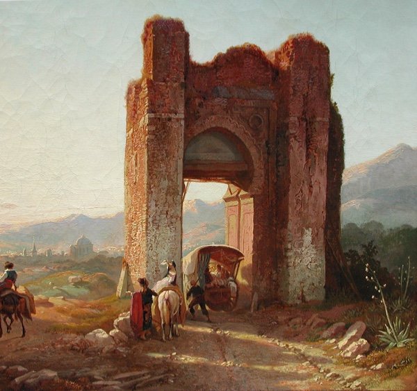 Porte mauritanienne avec une vue lointaine d'un Sevilla par François Antoine Bossuet (1798-1889-photo-3