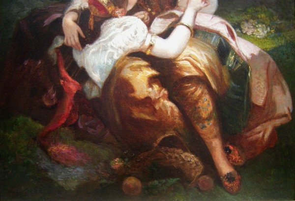 Admiring The Parrot By Louis Devedeux (french 1820 - 1874)-photo-1
