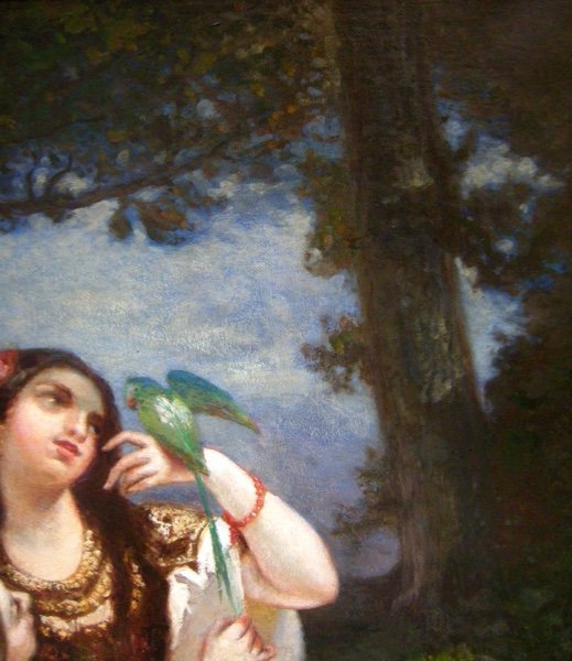 Admiring The Parrot By Louis Devedeux (french 1820 - 1874)-photo-2