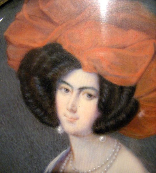 Fanny Romanini (1777-1839) "Jeune femme au bonnet rouge", miniature sur ivoire -photo-4