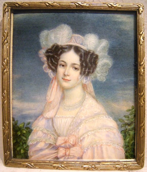 Renard (miniaturiste français répertorié, actif 1810-1830) Portrait miniature d'une jeune femme