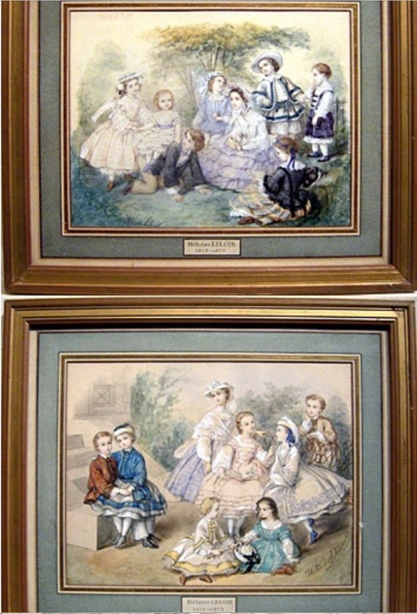 Héloïse- Susanne Leloir-colin (1820 - 1873) A Pair Of Family Portraits Of Children