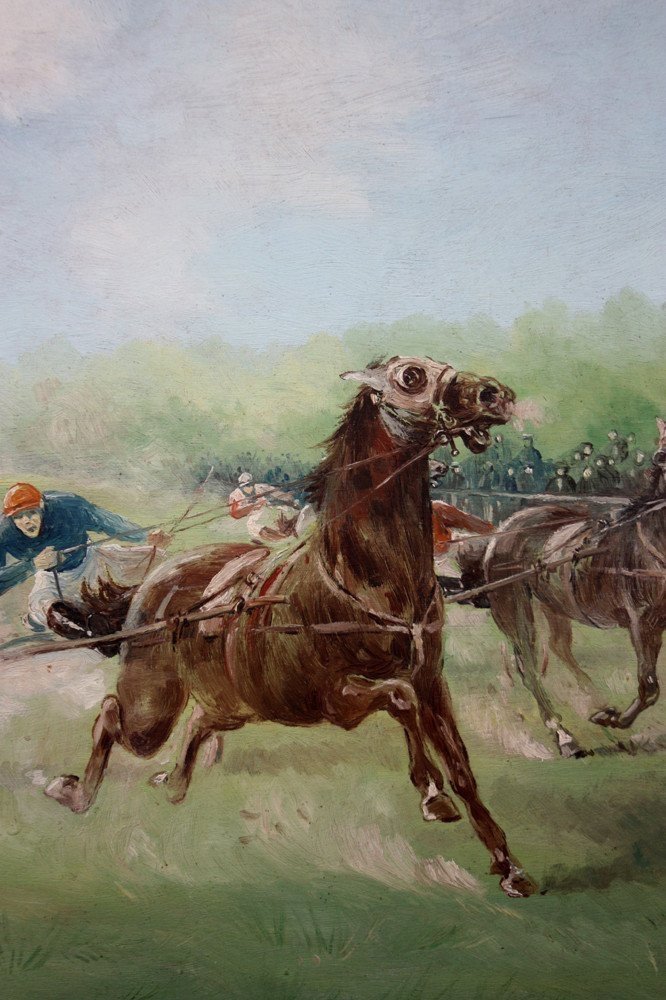 Léon Zeytline (1885 - Moscow - 1962 - Paris) Trotting Race By Vincennes-photo-4