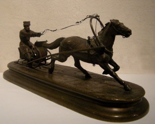 "Luge d'hiver russe", bronze, XIXe siècle , d'après Vassili Yacovlevitch Grachev (1831-1905)