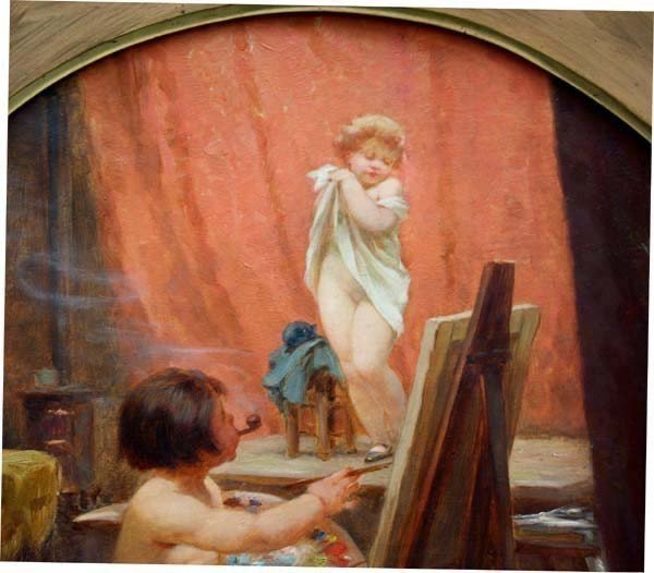 Painter And Model By Antonin Brunner (czech 1881-1958)-photo-3