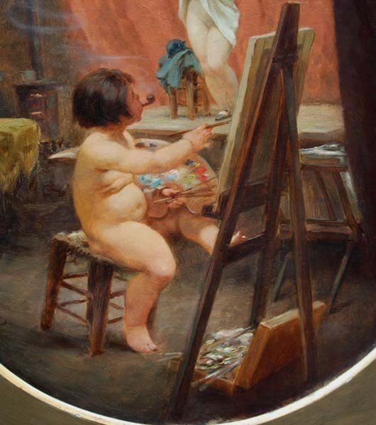 Peintre et Modèle par Antonin Brunner (tchèque 1881-1958)-photo-2