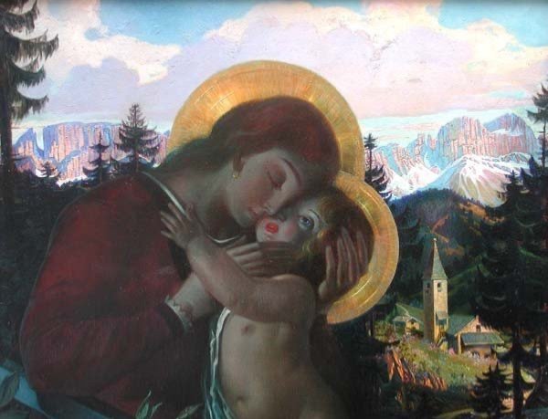 "madonna Of South Tyrol With The Christ Child" By Franz S. Bender (german, Circa 1920)-photo-3