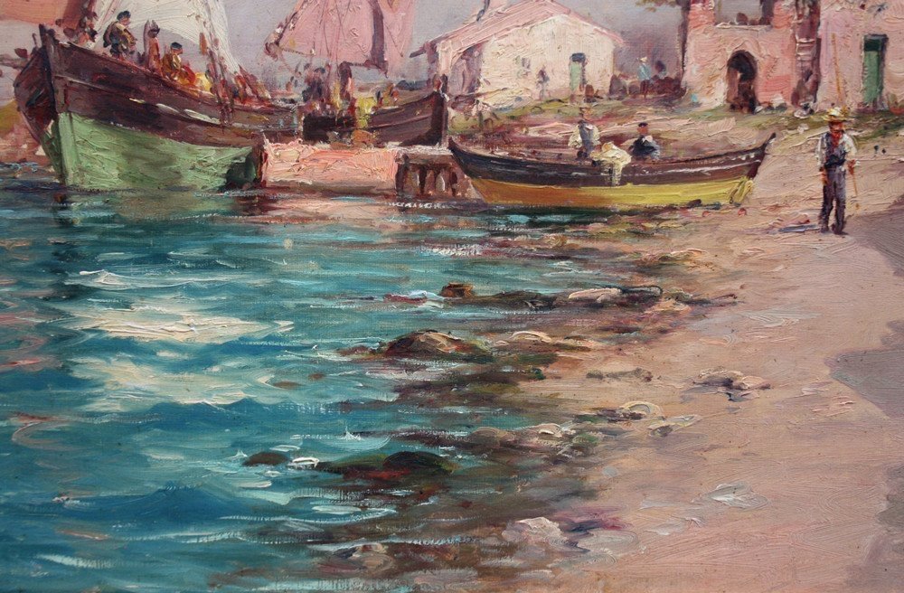 "Vue d'un Port du sud de la France" par  Charles Malfroy (français 1862-1918)-photo-1