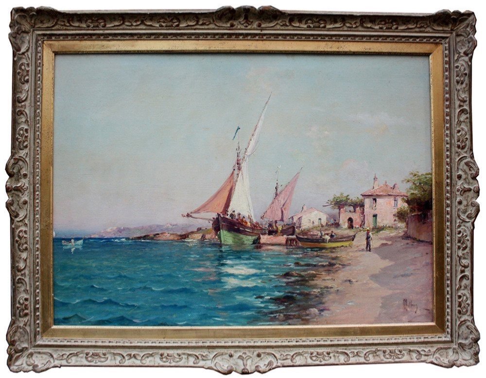 "Vue d'un Port du sud de la France" par  Charles Malfroy (français 1862-1918)