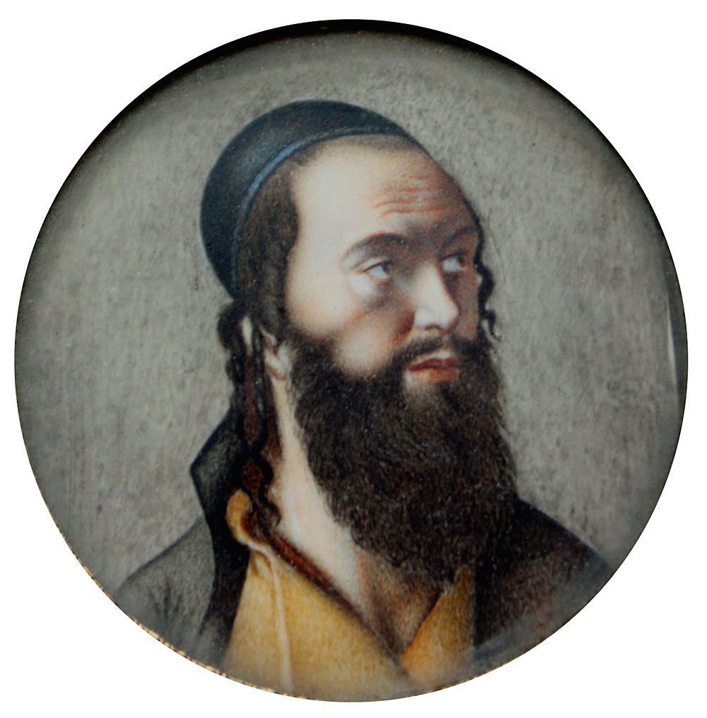 Portrait Miniature Of A Orthodoxe Jew, First Half Of 19th Century-photo-2