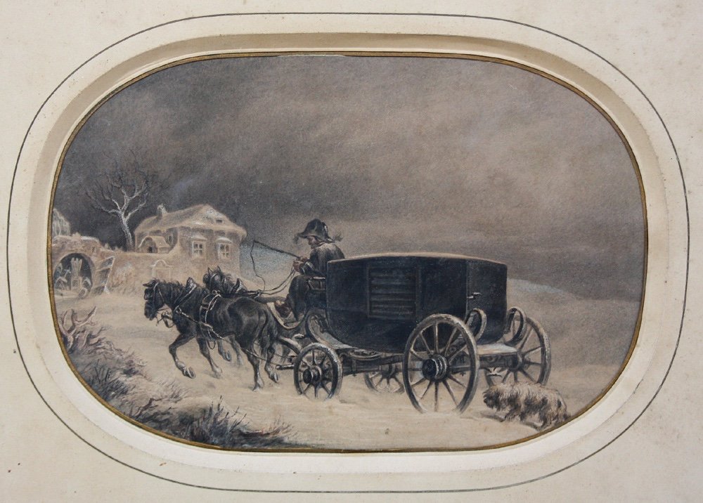 French School, Early 19th Century, “on The Last Journey“, Drawing -photo-2