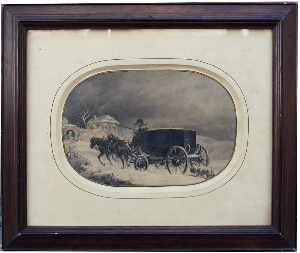 French School, Early 19th Century, “on The Last Journey“, Drawing 