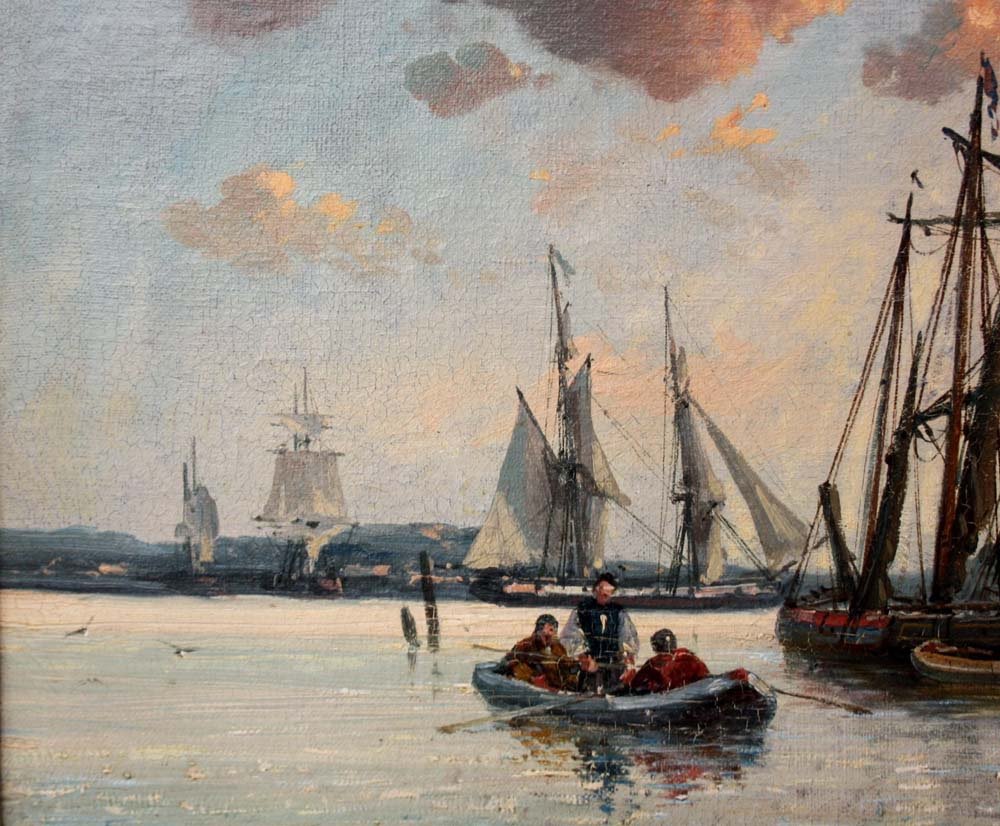 Carl Josef Kuwasseg (1802 Trieste - 1877) Paysage Marin Avec Des Voiliers Au Large De La Côte-photo-1