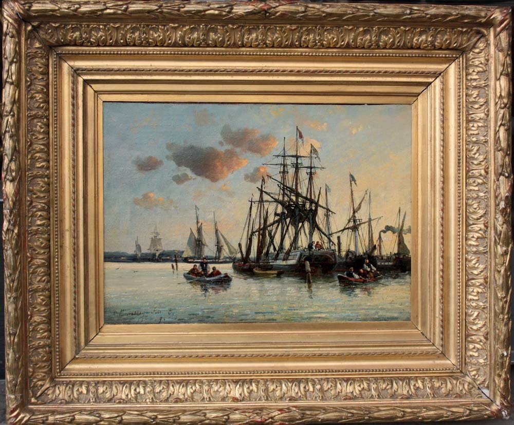 Carl Josef Kuwasseg (1802 Trieste - 1877) Paysage Marin Avec Des Voiliers Au Large De La Côte