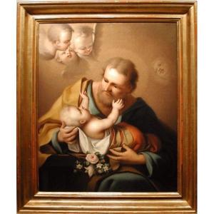 Sant Joseph avec Jésus par Karl Jakob Seybold (1786-1844) .attr.