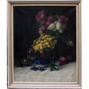 Still Life With Flowers By Aegid Sonnleithner (austrian, 1876 - 1962)