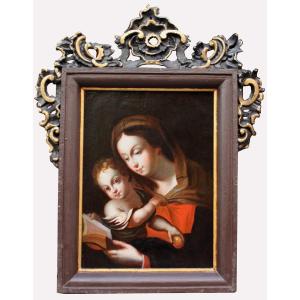 Vierge à l'Enfant, Peintre Baroque Italien, Signée Et Datée 1707