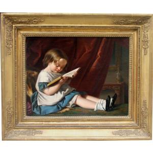 Petite fille lisant un livre parWilliam Charles Thomas Dobson (britannique1817-1898), attribué