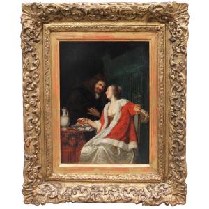 Le Petit-déjeuner aux huîtres de l'école hollandaise du XIXe siècle d'après Frans van Mieris