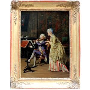 Music Lesson By Leonardo Gasser (italian, 1831-after 1892)