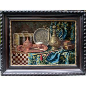 Nature morte orientale par Ernest Czernotzky (autrichien 1869 - 1939)