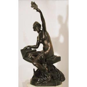 Allegory Of Labour, Bronze Sculpture By Ferdinand Luegerth (austrian 1885-1915)