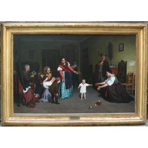 First Steps By Francesco Peluso (italian, 1836 - 1918)