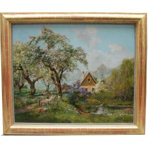 Spring In The Village By Alois Arnegger (1879-1967)