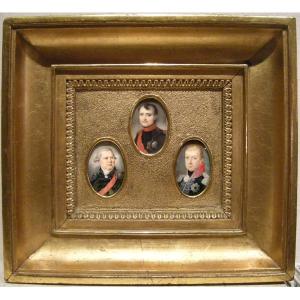 Jean-Baptiste Isabey (1767-1855), trois miniatures : Napoleon et ses alliés